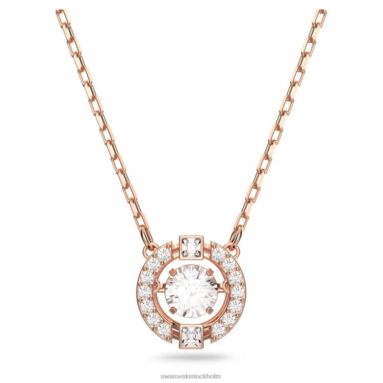 Swarovski glittrande danshalsband P28L21 Smycken rund skuren, vit, roséguld pläterad