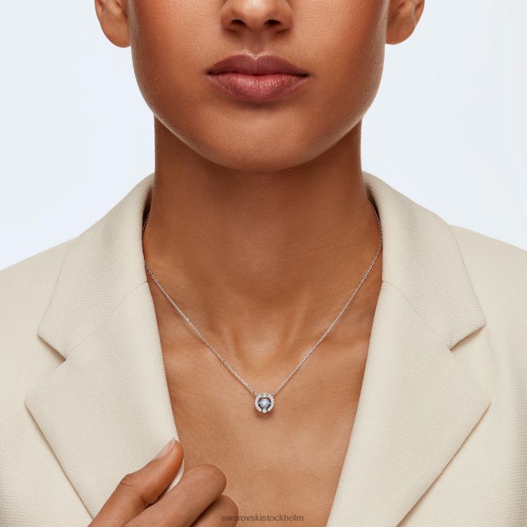 Swarovski glittrande danshalsband P28L31 Smycken rund skuren, blå, rodiumpläterad