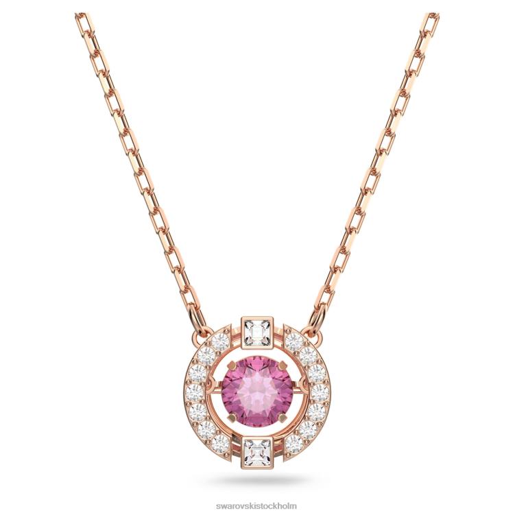 Swarovski glittrande danshalsband P28L38 Smycken rund skuren, röd, pläterad i roséguld