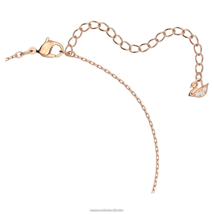 Swarovski glittrande danshalsband P28L38 Smycken rund skuren, röd, pläterad i roséguld