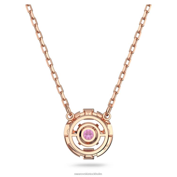 Swarovski glittrande danshalsband P28L38 Smycken rund skuren, röd, pläterad i roséguld