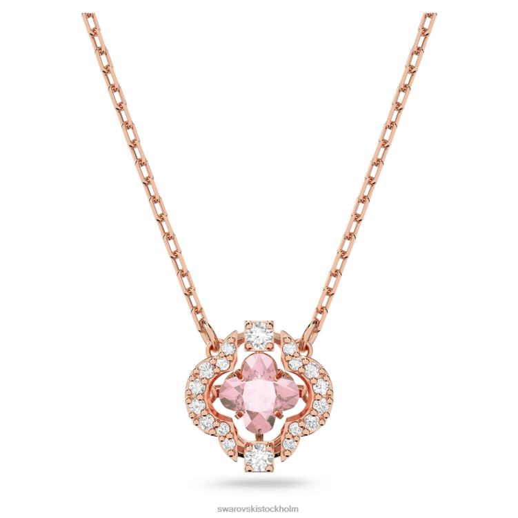 Swarovski glittrande danshalsband P28L82 Smycken klöver, rosa, roséguld pläterad