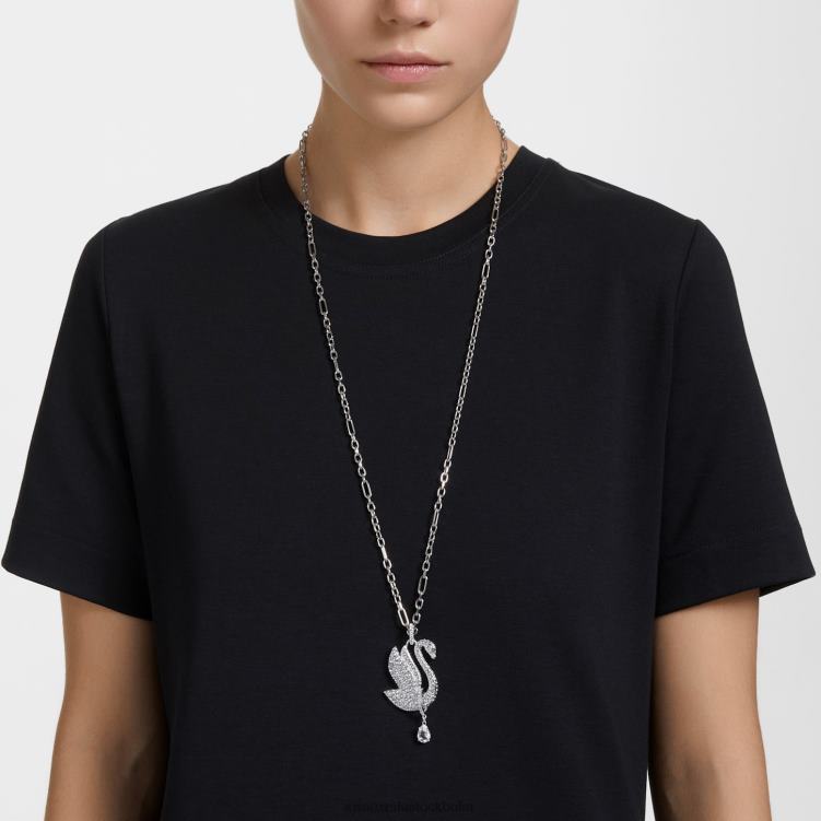 Swarovski ikoniskt svanhalsband P28L269 Smycken svan, vit, rodiumpläterad