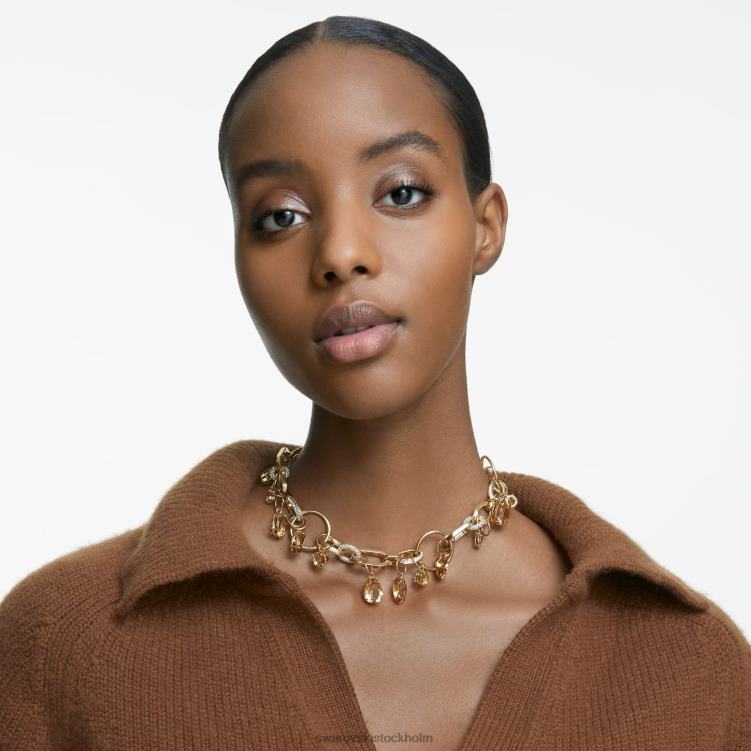 Swarovski imber halsband P28L97 Smycken brun, guldfärgad pläterad