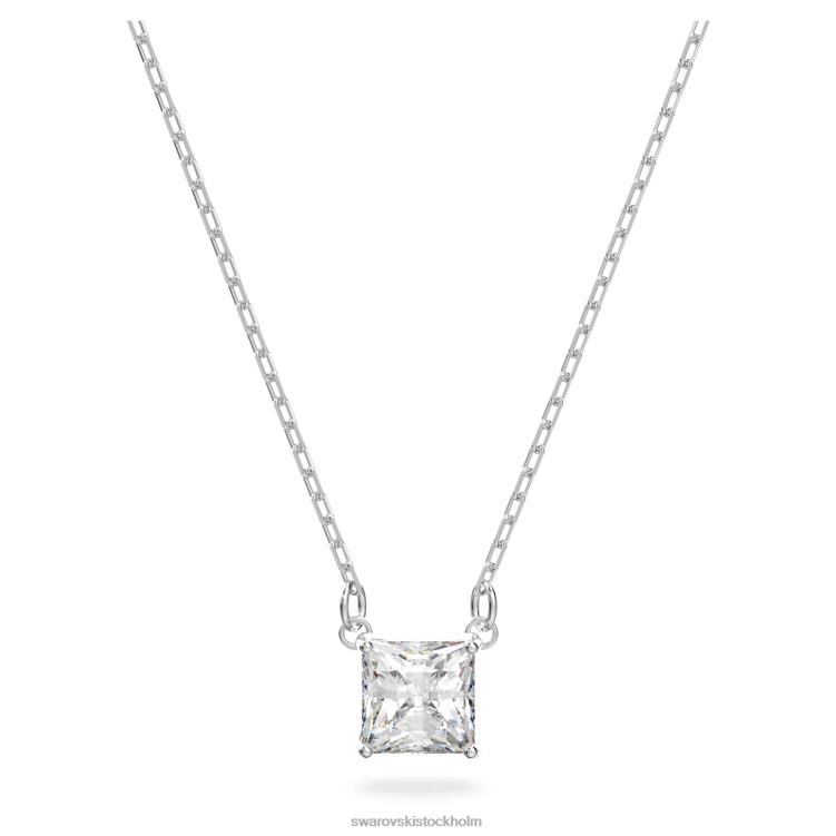 Swarovski locka till halsband P28L15 Smycken fyrkantig skuren, vit, rodiumpläterad