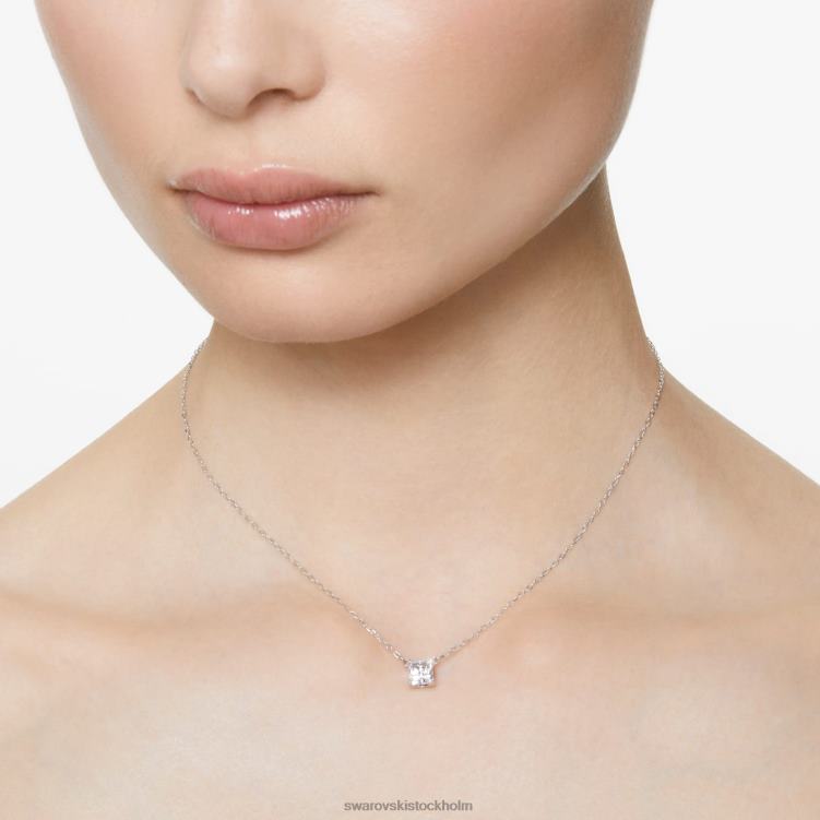Swarovski locka till halsband P28L15 Smycken fyrkantig skuren, vit, rodiumpläterad