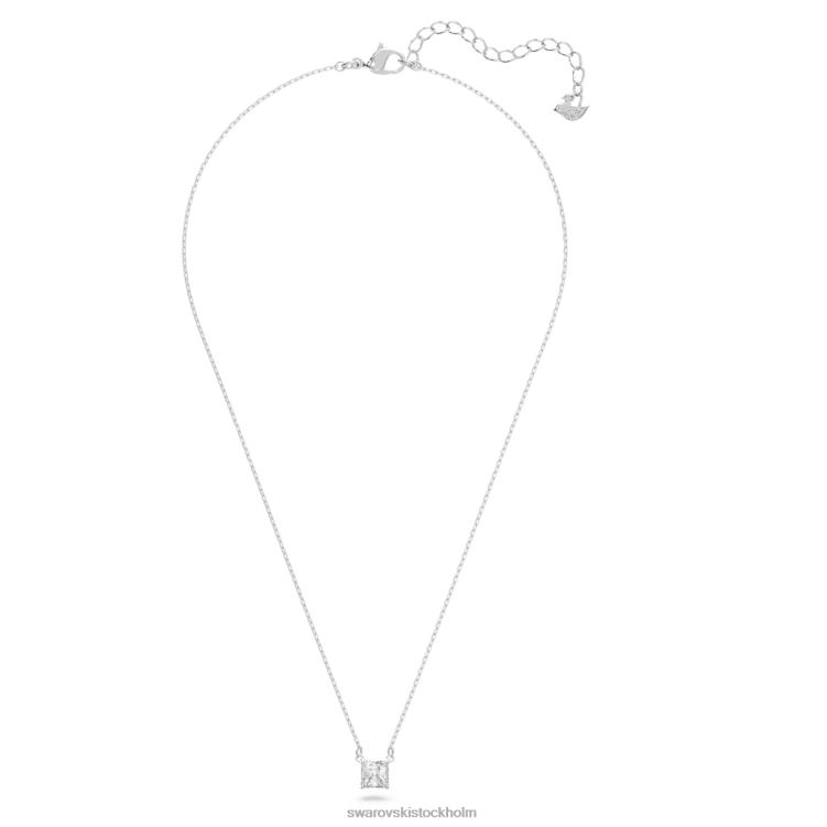 Swarovski locka till halsband P28L15 Smycken fyrkantig skuren, vit, rodiumpläterad