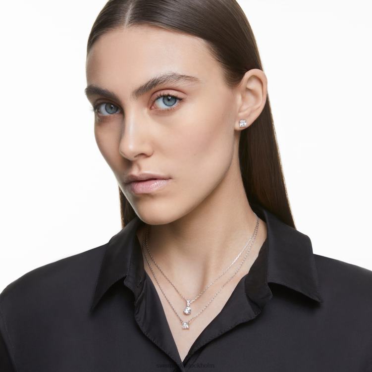 Swarovski locka till halsband P28L15 Smycken fyrkantig skuren, vit, rodiumpläterad
