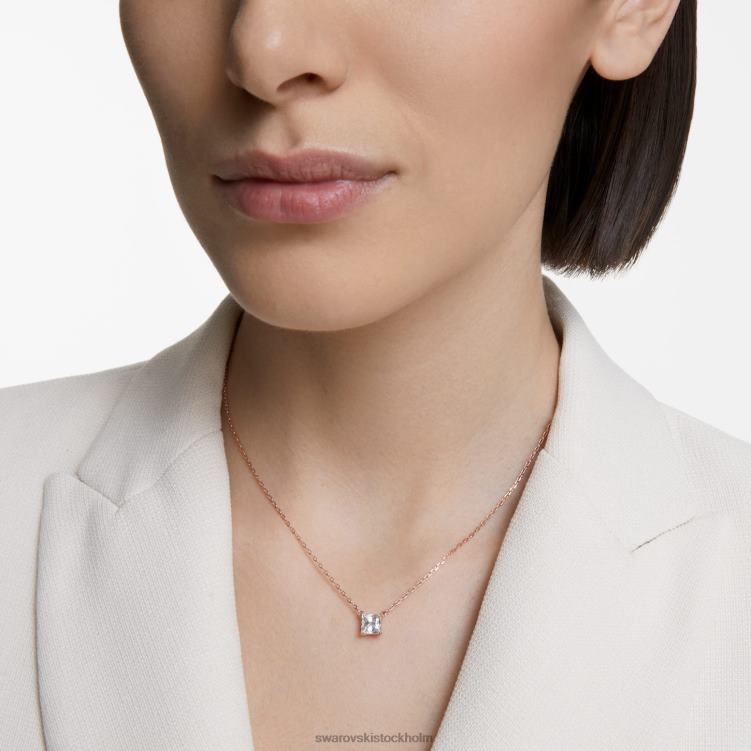 Swarovski locka till halsband P28L22 Smycken fyrkantigt skuren, vit, roséguld pläterad
