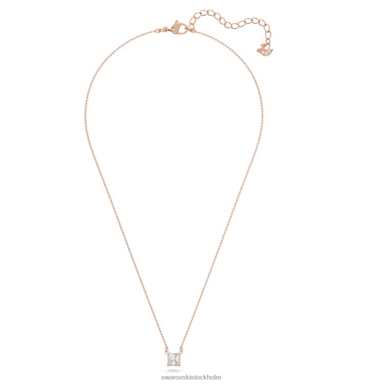 Swarovski locka till halsband P28L22 Smycken fyrkantigt skuren, vit, roséguld pläterad