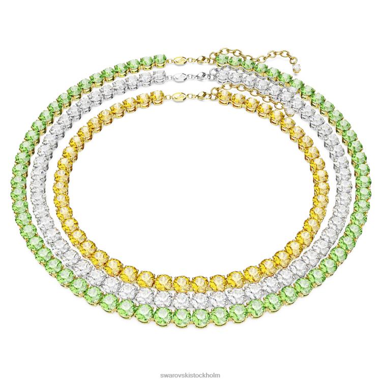 Swarovski matrix tennis halsband P28L140 Smycken rund skärning, flerfärgad, blandad metallfinish