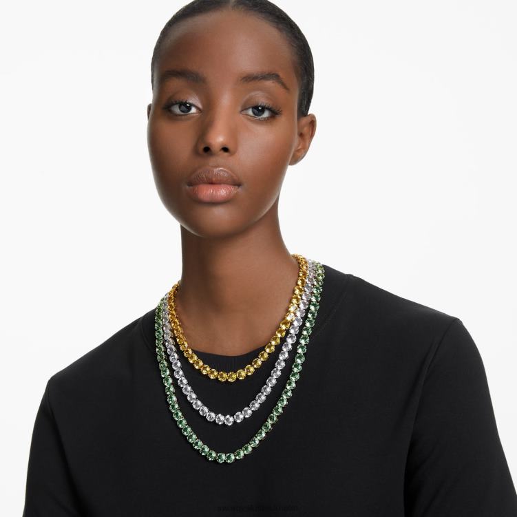 Swarovski matrix tennis halsband P28L140 Smycken rund skärning, flerfärgad, blandad metallfinish