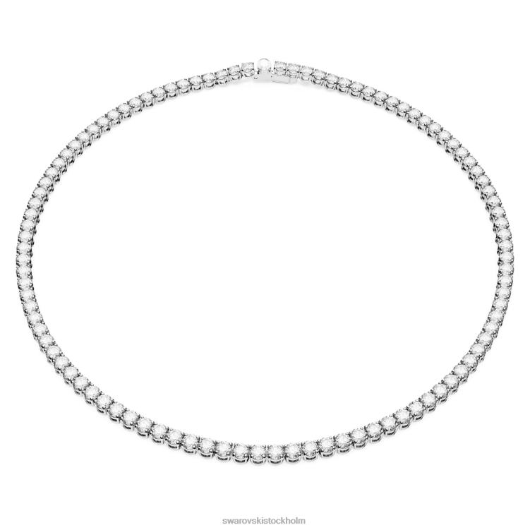 Swarovski matrix tennis halsband P28L1 Smycken rund skuren, vit, rodiumpläterad