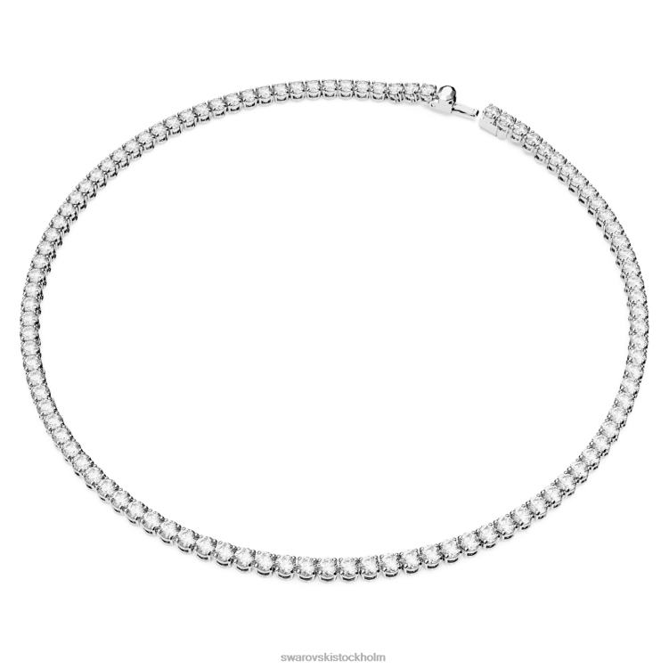 Swarovski matrix tennis halsband P28L1 Smycken rund skuren, vit, rodiumpläterad