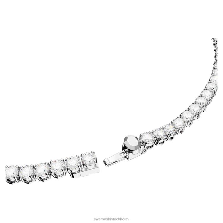 Swarovski matrix tennis halsband P28L1 Smycken rund skuren, vit, rodiumpläterad