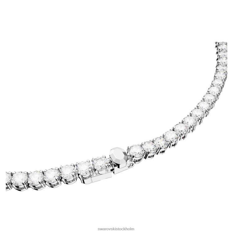 Swarovski matrix tennis halsband P28L1 Smycken rund skuren, vit, rodiumpläterad