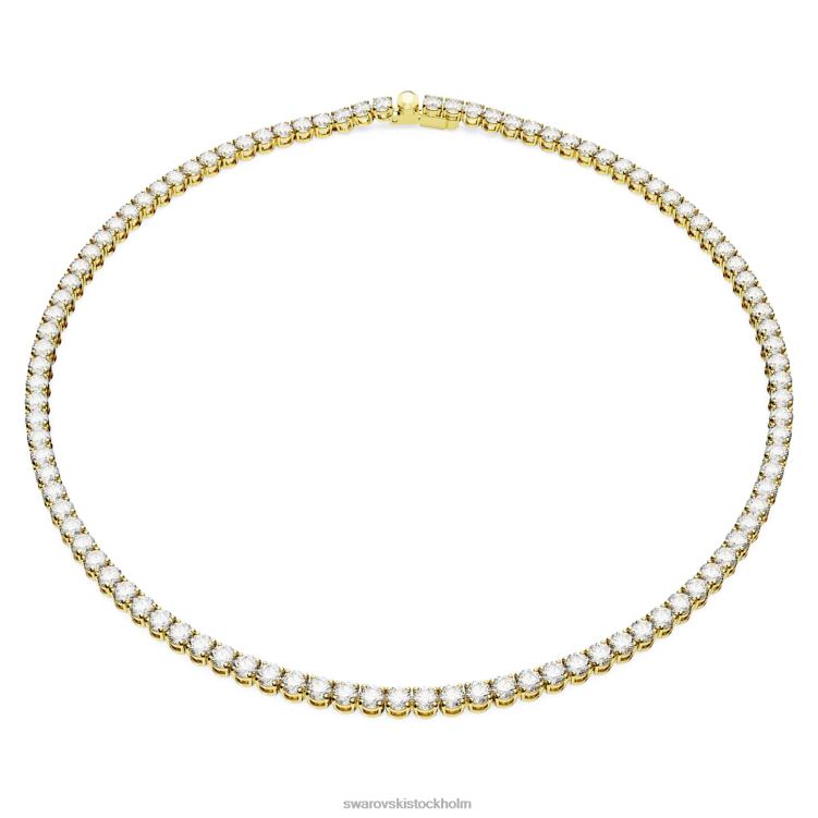 Swarovski matrix tennis halsband P28L2 Smycken rund skuren, vit, guldfärgad