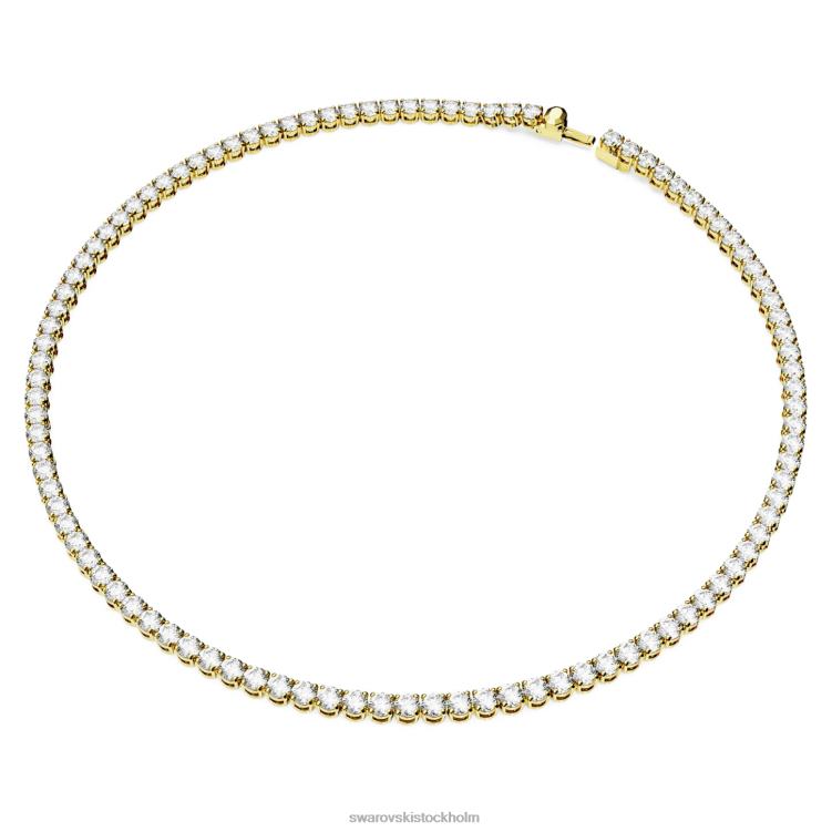 Swarovski matrix tennis halsband P28L2 Smycken rund skuren, vit, guldfärgad