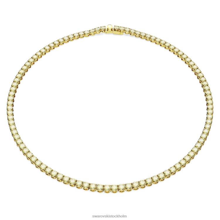 Swarovski matrix tennis halsband P28L30 Smycken rund skuren, gul, guldfärgad