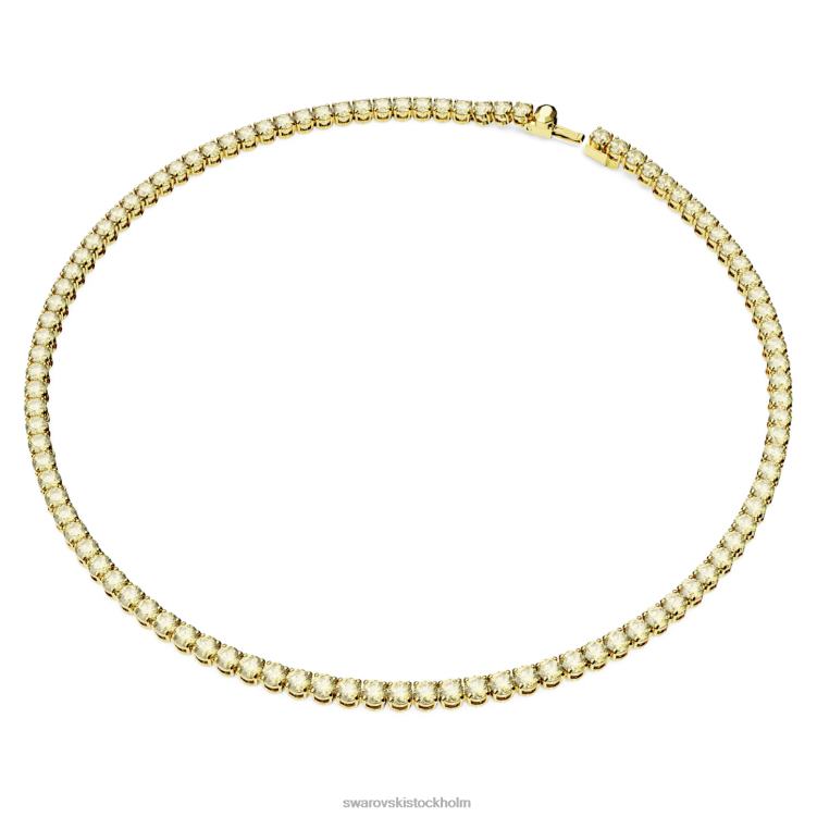 Swarovski matrix tennis halsband P28L30 Smycken rund skuren, gul, guldfärgad