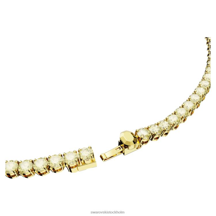 Swarovski matrix tennis halsband P28L30 Smycken rund skuren, gul, guldfärgad