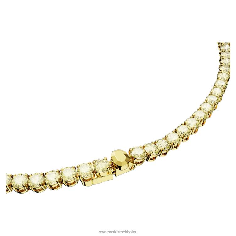 Swarovski matrix tennis halsband P28L30 Smycken rund skuren, gul, guldfärgad