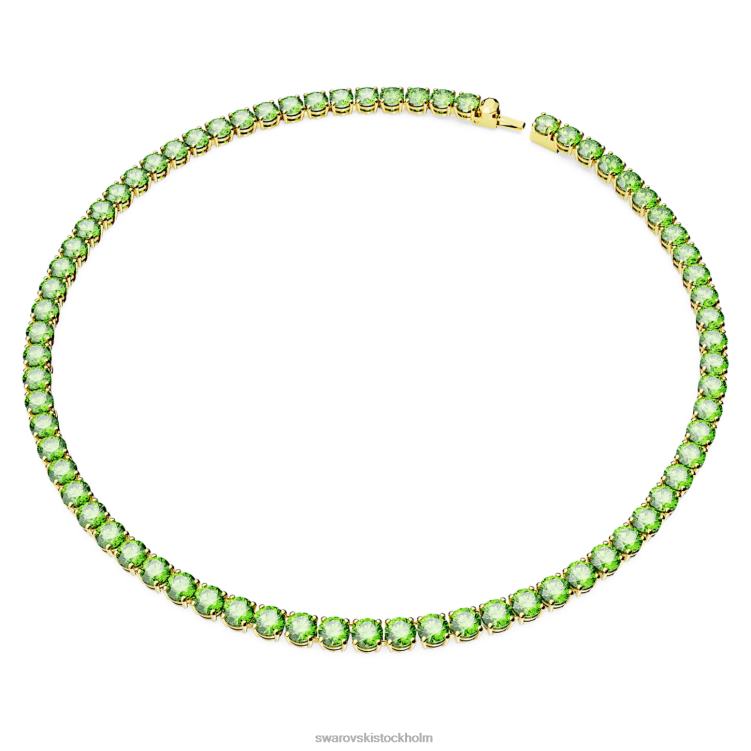 Swarovski matrix tennis halsband P28L6 Smycken rund skärning, grön, guldfärgad