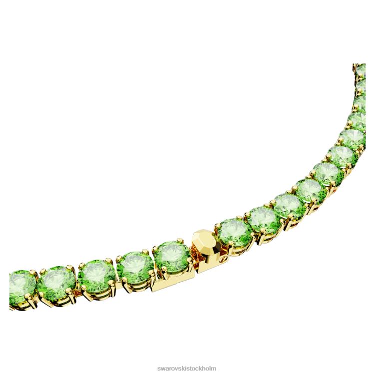 Swarovski matrix tennis halsband P28L6 Smycken rund skärning, grön, guldfärgad