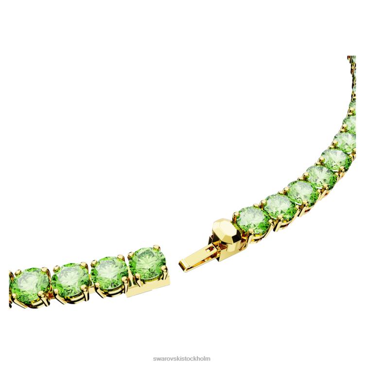 Swarovski matrix tennis halsband P28L6 Smycken rund skärning, grön, guldfärgad