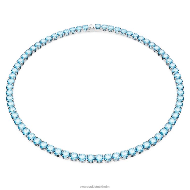 Swarovski matrix tennis halsband P28L7 Smycken rund skuren, blå, rodiumpläterad