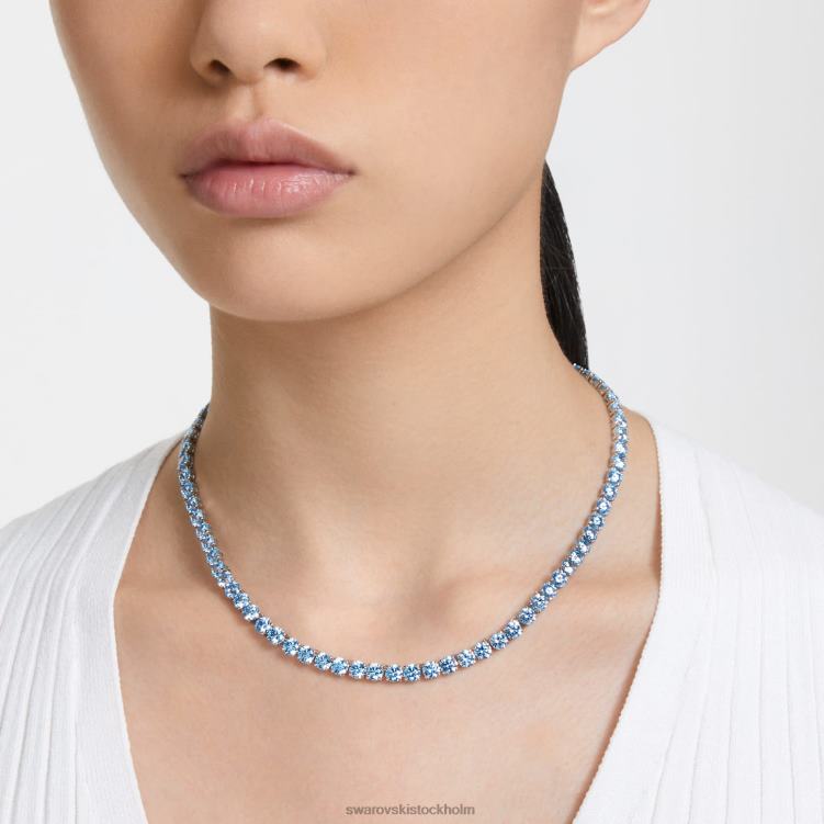 Swarovski matrix tennis halsband P28L7 Smycken rund skuren, blå, rodiumpläterad
