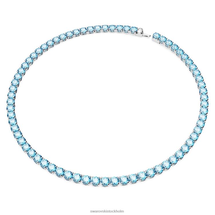 Swarovski matrix tennis halsband P28L7 Smycken rund skuren, blå, rodiumpläterad