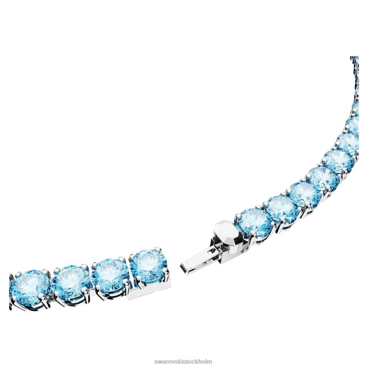 Swarovski matrix tennis halsband P28L7 Smycken rund skuren, blå, rodiumpläterad