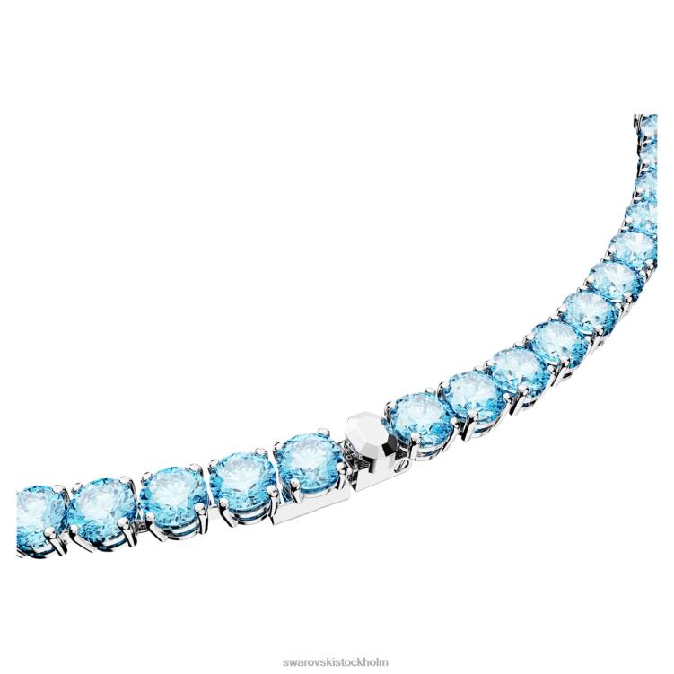 Swarovski matrix tennis halsband P28L7 Smycken rund skuren, blå, rodiumpläterad