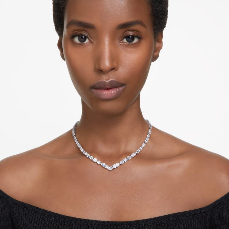 Swarovski mesmera halsband P28L109 Smycken blandade snitt, vita, rodiumpläterade