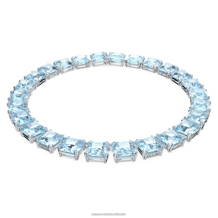 Swarovski millenia halsband P28L46 Smycken fyrkantig skuren, blå, rodiumpläterad
