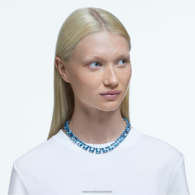 Swarovski millenia halsband P28L46 Smycken fyrkantig skuren, blå, rodiumpläterad