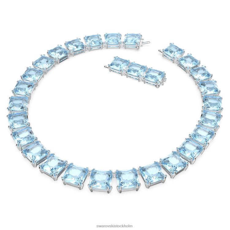 Swarovski millenia halsband P28L46 Smycken fyrkantig skuren, blå, rodiumpläterad
