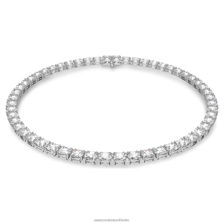 Swarovski millenia halsband P28L48 Smycken fyrkantig skuren, vit, rodiumpläterad