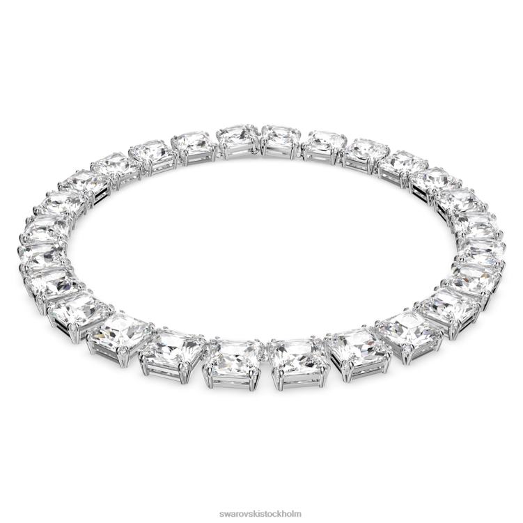 Swarovski millenia halsband P28L50 Smycken fyrkantig skuren, vit, rodiumpläterad