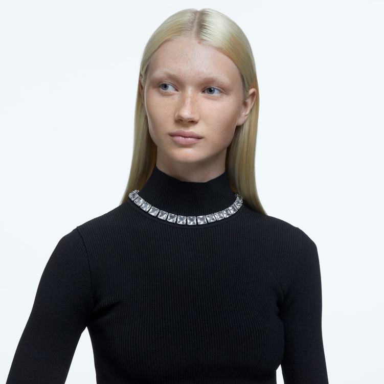 Swarovski millenia halsband P28L50 Smycken fyrkantig skuren, vit, rodiumpläterad