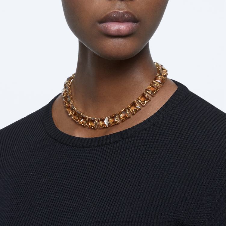 Swarovski millenia halsband P28L62 Smycken fyrkantigt skuren, gul, guldfärgad