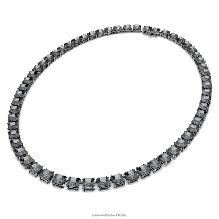 Swarovski millenia halsband P28L81 Smycken kvadratisk skuren, grå, ruteniumpläterad