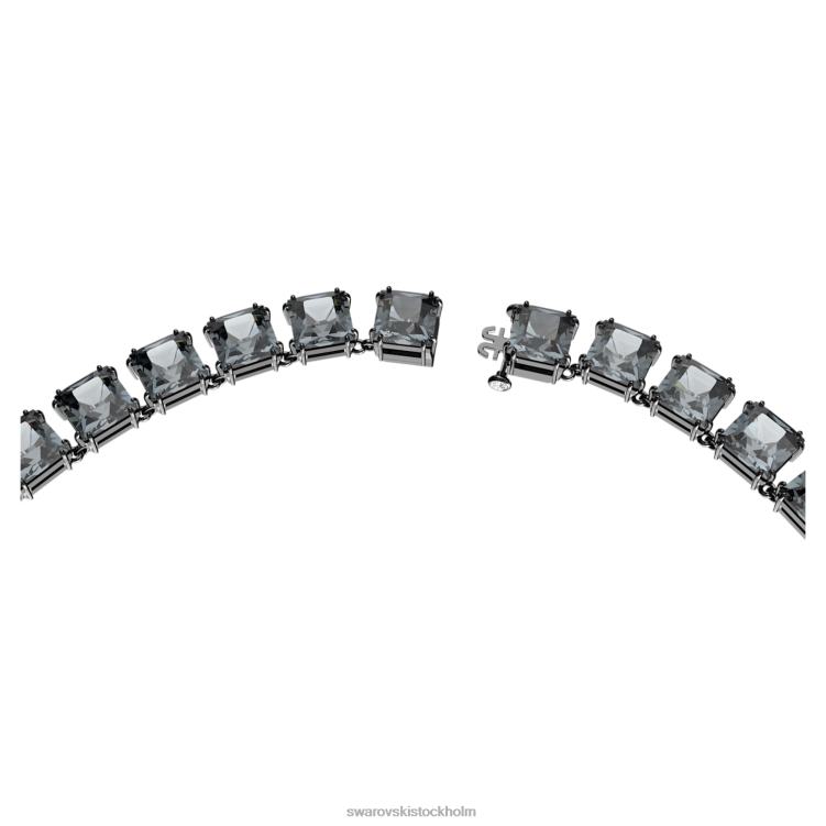 Swarovski millenia halsband P28L81 Smycken kvadratisk skuren, grå, ruteniumpläterad