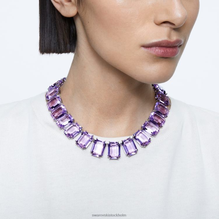Swarovski millenia halsband octagon cut P28L144 Smycken överdimensionerade kristaller, lila, rodiumpläterade