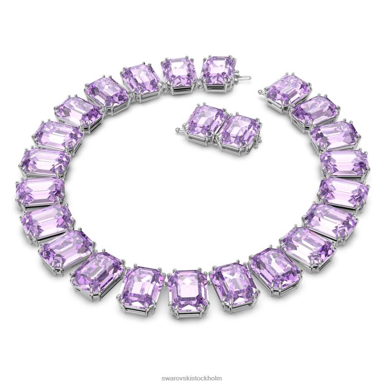 Swarovski millenia halsband octagon cut P28L144 Smycken överdimensionerade kristaller, lila, rodiumpläterade