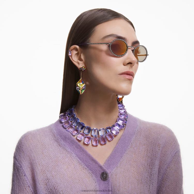 Swarovski millenia halsband octagon cut P28L144 Smycken överdimensionerade kristaller, lila, rodiumpläterade