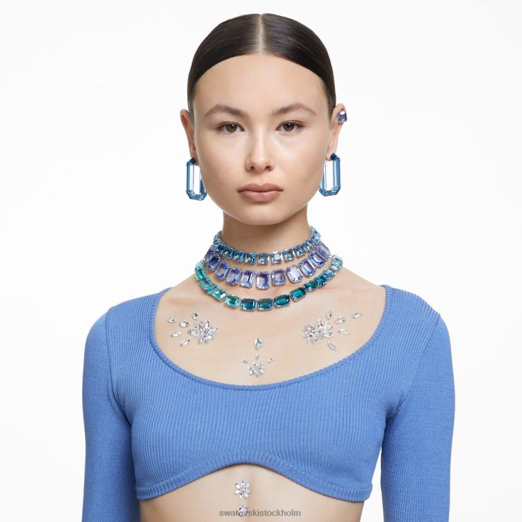 Swarovski millenia halsband octagon cut P28L148 Smycken överdimensionerade kristaller, blå, rodiumpläterade