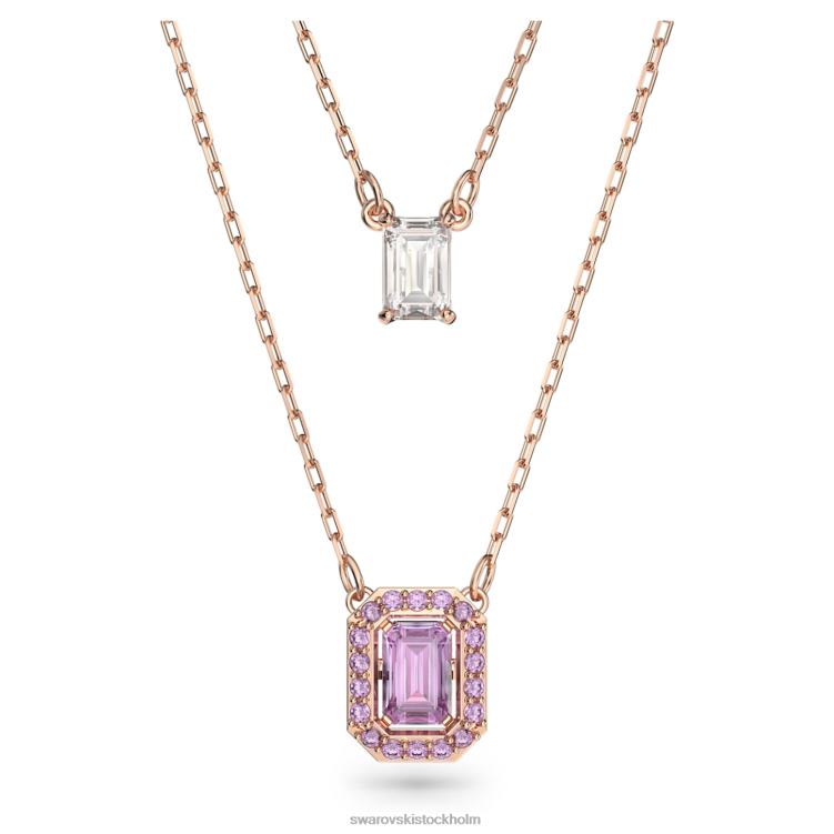 Swarovski millenia lager halsband P28L47 Smycken octagon cut, lila, roséguld pläterad