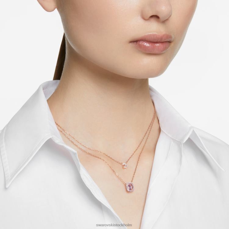 Swarovski millenia lager halsband P28L47 Smycken octagon cut, lila, roséguld pläterad